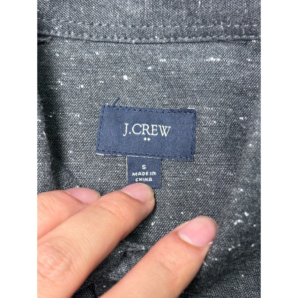 NWOT J.Crew Mens Small Gray Flecked Button Down Shirt Long Sleeve Flap Pockets